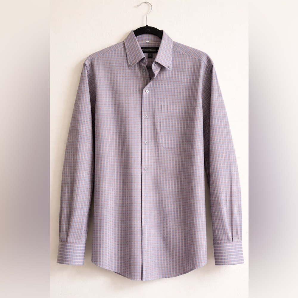 Scott Barber Button Up Shirt Men’s M Blue Plaid Long Sleeve Casual Comfort